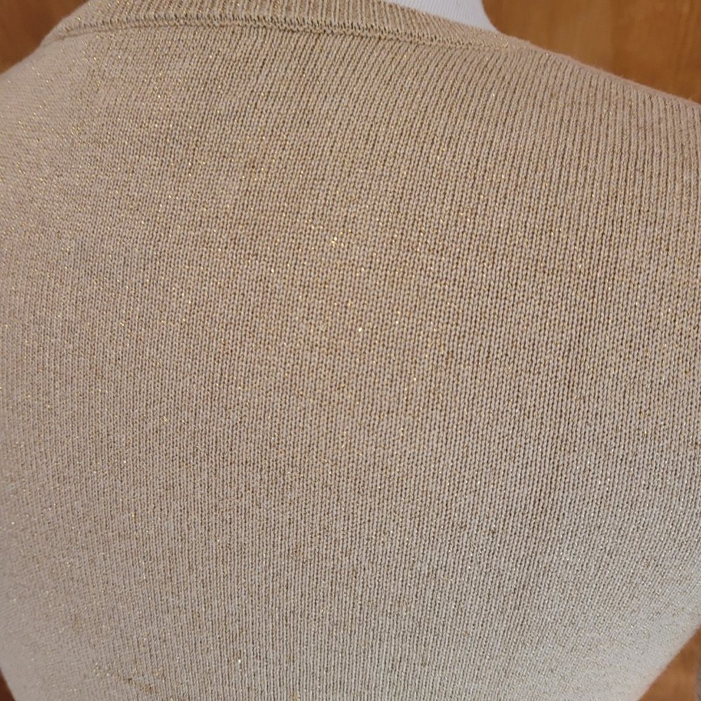 Drapers & Damons. Vintage Short Sleeve, Cowl Neck Gold Metallic Sweater.… - Picture 6 of 8